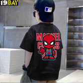 Spider Power Spiderman Black Kids Drop Shoulder T-Shirt